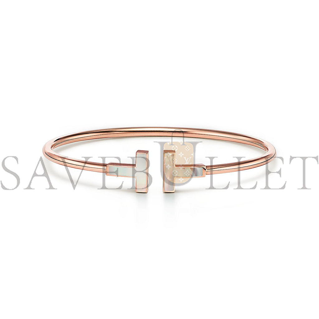 T*f*ny t wire bracelet in rose gold with mother-of-pearl 63958336